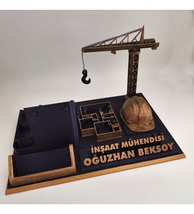 Kişiye Özel Masaüstü İsimlik ve Kartvizitlik İnşaat mühendisi, Evlilik Yıl dönümü hediyesi, Ofis Hediye, Doğum Günü Hediyesi, Kişiye Özel İsimlik, Masa İsimliği, Yeni İş Hediyesi (Altın-Siyah)