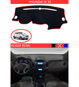 Hyundai İX35 İçin Uygun Torpido Koruma Halısı Siyah Kenar Renk Kırmızı