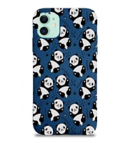 Apple iPhone 11 Uyumlu Lansman Kılıf Panda Tasarımlı İçi Kadife Kapak-Lacivert (Şeffaf)
