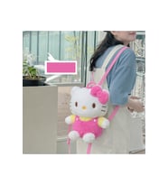 Kitty Peluş Çanta Kız Çocuk Fermuarlı Ayarlanabilir Askılı Sırt Çantası, 32x25 cm (Mor)