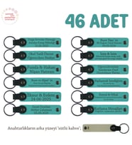 Kırk Uçurma Kutlaması İçin Bebeğin İsmine Özel, 46'lı Hatıra Anahtarlık, Koyu Turkuaz & Sütlü Kahve