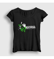 Presmono Kadın Siyah Kurt Cobain Nirvana T-Shirt 99432tt