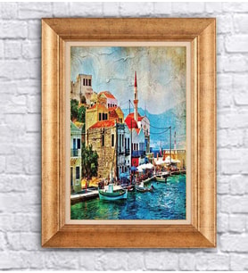 Altın Varaklı  Çerçeveli Paspartulu Tablo ndd1355 (Gold)