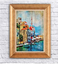 Altın Varaklı  Çerçeveli Paspartulu Tablo ndd1355 (Gold)