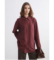 LCW Modest Bordo Kadın Gömlek Tunik