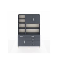 Arges Gardrop 9 Raflı 5 Çekmeceli 3 Kapaklı 132x30x195 Antrasit-Antrasit