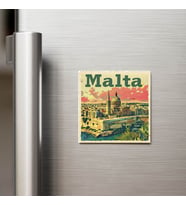 Malta Malta - Posta Pulu Temalı Ülke - Baskılı Buzdolap Magneti Kare - 9x9 cm