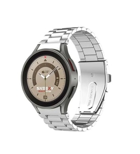 Samsung Galaxy Watch 4 5 Pro 40 42 44 45 46mm Uyumlu Kavisli Ironweft Döküm Çelik Metal Kordon (Gümüş)