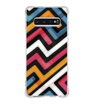 Samsung Galaxy S10 Plus  Köşe Korumalı Antişok Kapak Labirent Grafiti Tasarımlı Şeffaf  Kılıf