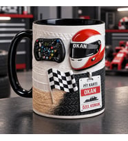 AION CASA Kişiye Özel Yarışçı Kupa Bardak – İsimli Formula 1 Pilot Kaskı ve Pit Kartı Tasarımı
