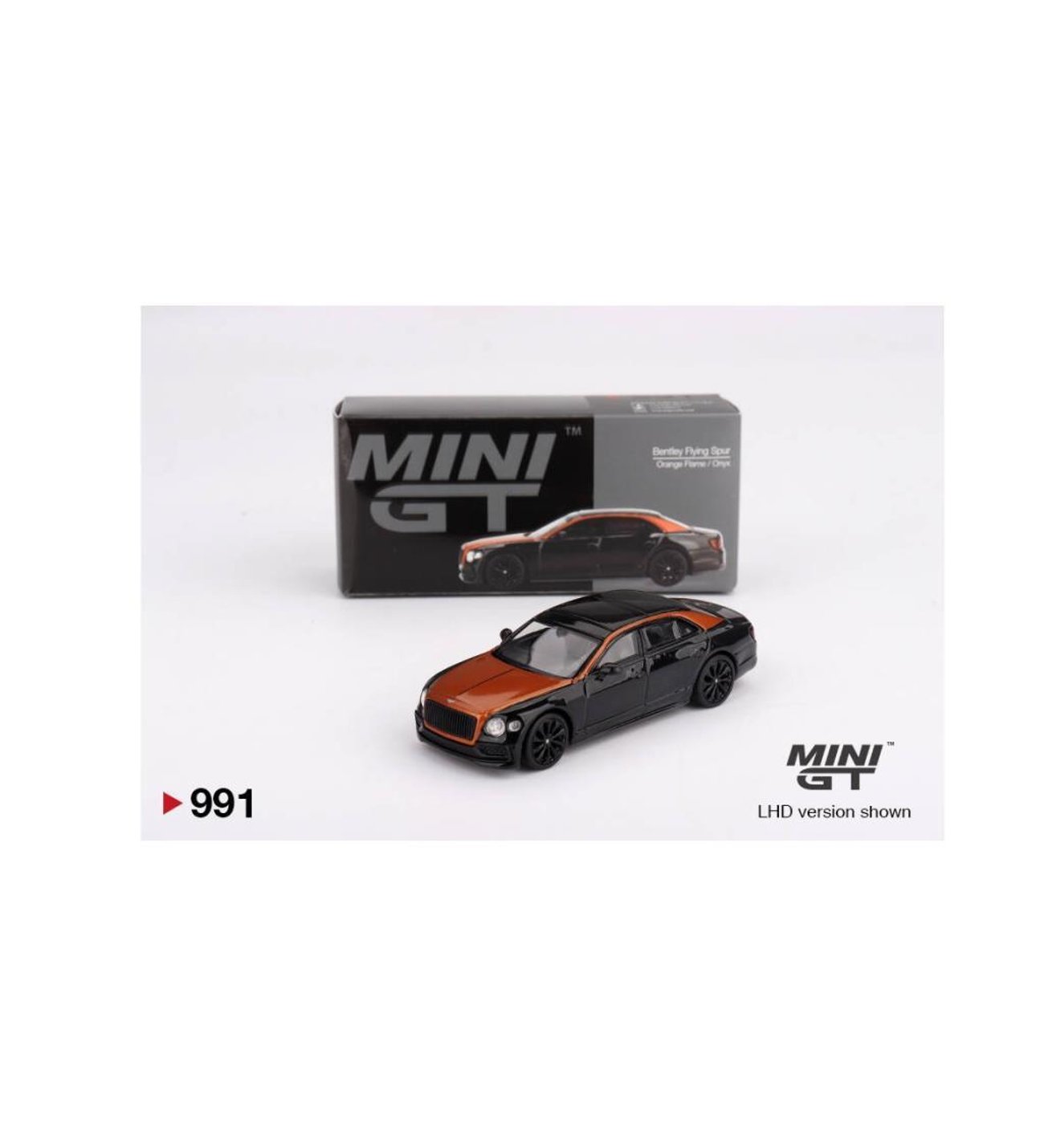 Mini GT 991 Bentley Flying Spur Orange Flame / Onyx 1/64 Model Araba
