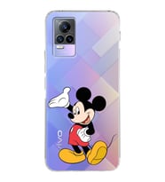 Vivo Y73 Uyumlu Kamera Korumalı Kapak Mickey Mouse Tasarımlı Şeffaf Silikon Kılıf