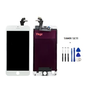 Tkgz - iPhone 6 PLUS Uyumlu Lcd Ekran Dokunmatik -A- Kalite (LW MARKA) BEYAZ + TAMİR SETİ