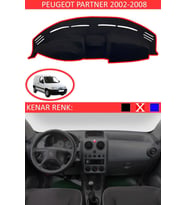 Peugeot Partner 2002-2008 Için Uygun Torpido Koruma Halısı Siyah Kenar Renk Kırmızı