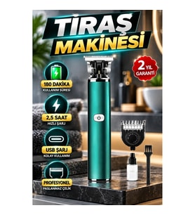 Şarjlı Tıraş Makinesi – 180 Dakika Kullanım, 2,5 Saat Hızlı Şarj ve USB Şarj
