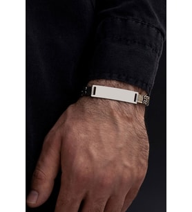 İsim Yazılabilir 3.5 mm Çift Kare Kral Gümüş Bileklik - Işıklı Kutuda