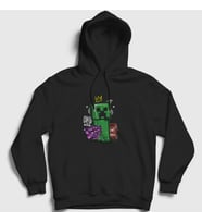 Presmono Unisex Siyah Creeper Crown Oyun Minecraft Kapüşonlu Sweatshirt 368617tt