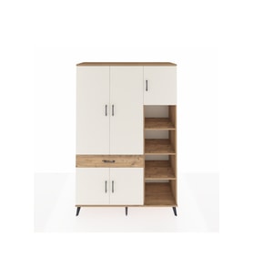 Hyperion Dolap 10 Raflı Tek Çekmeceli 5 Kapaklı 132x44x195 Çam-Aytaşı/Çam