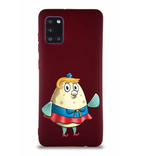 Samsung Galaxy A31 Soft Premier Kapak Bayan Puff Tasarımlı Silikon Kılıf - Mürdüm (Şeffaf)