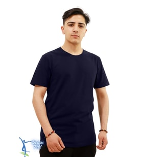 Sermoda Rahat Kesim Bisiklet Yaka Pamuklu Penye T-Shirt Lacivert