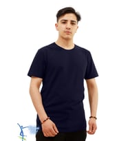 Sermoda Rahat Kesim Bisiklet Yaka Pamuklu Penye T-Shirt Lacivert