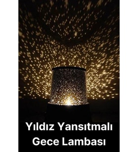 Premium Işık Yansıtmalı Yıldız Projeksiyon Gece Lambası Masa Üstü Pilli ve Usb Tavan Duvar Ambiyans