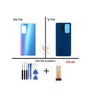 Xiaomi Mi 10T Aurora Mavi Uyumlu Arka Kapak + Yapıştırıcı ve Vida Seti