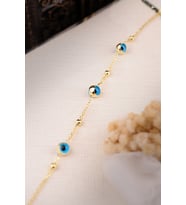 ENCİLİ SİLVER 925 Ayar Gümüş Nazar Boncuklu Model Kadın Top Top Bileklik (Gold)