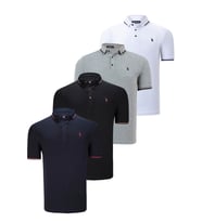 DÖRTLÜ SET T8586 DEWBERRY ERKEK T-SHIRT-SİYAH-BEYAZ-LACİVERT-GRİ