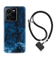 Vivo Y22 Kılıf Silikon Boyun Askılı İpli Desenli Silikon Blue Zigzag 1687