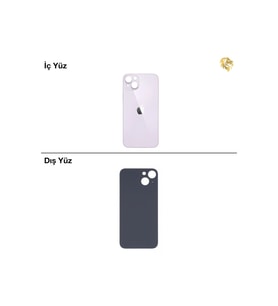 iPhone 14 Mor Renk Arka Kapak Arka Cam Batarya Kapağı Lazer Kesim Kapak Pil Kapağı