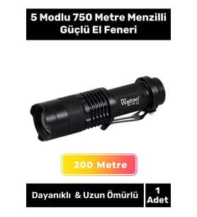 Özel Beyaz Işık  Dayanıklı 3 Modlu 200 Metre Menzilli  Geçici Körlük Yapan Mini Projektör El Feneri