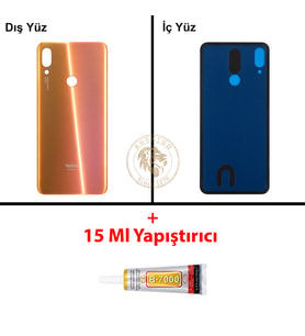 Xiaomi Redmi Note 7 Alacakaranlık Altını Arka Pil Kapağı Batarya Kapağı + B-7000 Yapıştırıcı