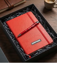 Kişiye Özel Kırmızı Defter & Kırmızı Kalem Ofis Hediye Seti
