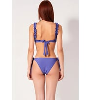 Kadın Bikini Takımı Fırfırlı Bralette Üst Normal Bel Bağlamalı Slip Alt Balensiz Kolsuz Örme Raşel