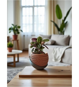 Saksı – Drenaj Tabağı ile Modern Tasarım Kahverengi