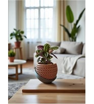 Saksı – Drenaj Tabağı ile Modern Tasarım Kahverengi