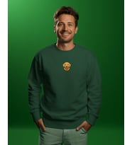 Golden Retriever Baskılı Oversize Sweatshirt – Sevimli Köpek Desenli Unisex (Koyu Yeşil)