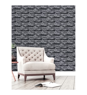 Dreamwall 3 Boyutlu Taş Duvar Desenli Silinebilir Tekstil Duvar Kağıdı (Siyah)