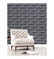 Dreamwall 3 Boyutlu Taş Duvar Desenli Silinebilir Tekstil Duvar Kağıdı (Siyah)