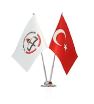 Kişiye Özel Masa Bayrağı - Firmaya Özel Çift Direkli Logolu Masa Üstü Bayrak
