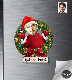Kişiye Özel Yılbaşı Erkek Ahşap Magnet -3