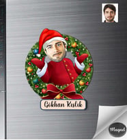 Kişiye Özel Yılbaşı Erkek Ahşap Magnet -3