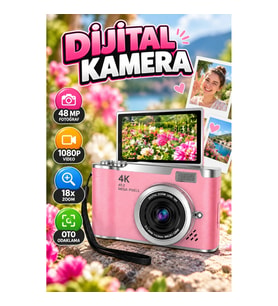 48 MP Dijital İçerik Kamerası – 1080P Video, Flip Ekran, 18x Zoom ve Autofocus