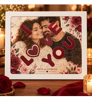 Kişiye Özel Fotoğraf ve Tarih Baskılı 51 Parça A4 Puzzle – I Love You Sevgili Hediyesi