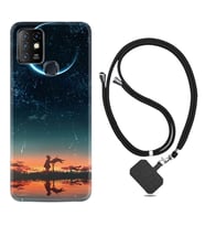INFINIX Hot 8 9 10 11S Hot 10 Play 10T Kılıf Boyun Askılı Silikon Ay ve Kız 1720