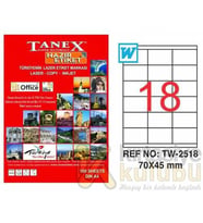 Tanex TW-2518 - 70x 45 mm Laser Etiket 100 Adet Ücretsiz Kargo