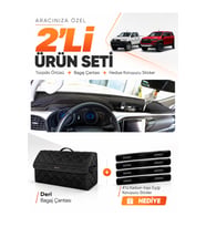 e-biz TOYOTA HİLUX (2016-2025) Uyumlu Torpido Örtüsü + Deri Bagaj Çantası Seti - Siyah - TO019