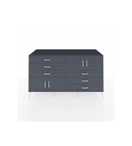 Kronos Konsol 2 Raflı 6 Çekmeceli 4 Kapaklı 176x59x99 Antrasit-Antrasit