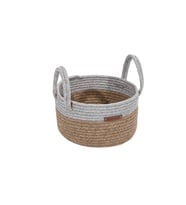 Koza Home Cesta Kulplu El Yapımı Pamuklu Natural Gri Hasır Dekoratif Sepet 25cm 9017